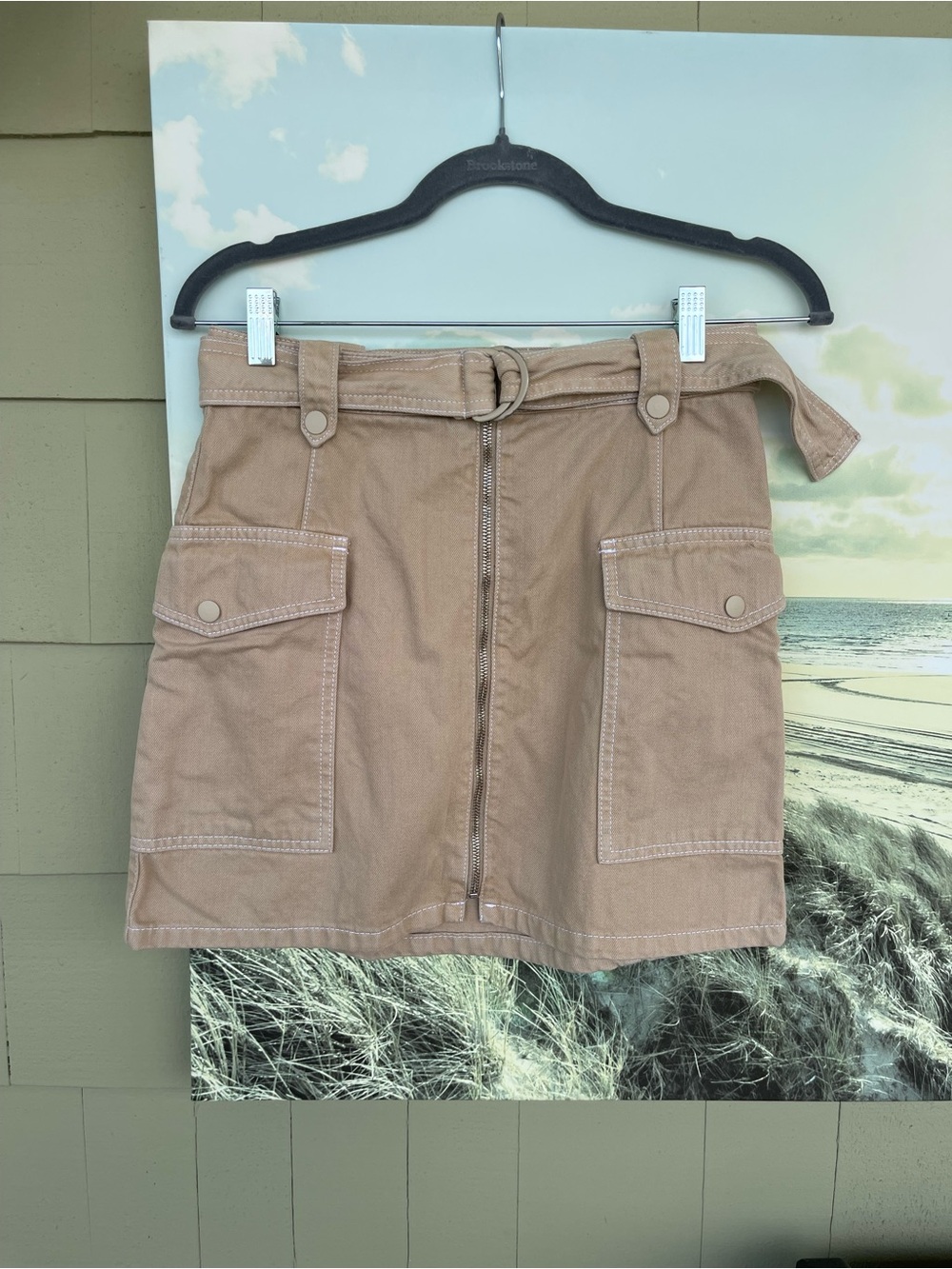 Topshop Tan Utility Pocket Mini Skirt with Belt